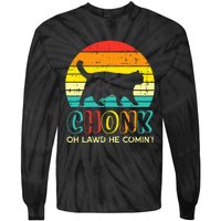 Chonk Fat Cat Meme Sunset Funny Black Kitten Tie-Dye Long Sleeve Shirt