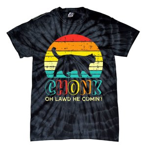 Chonk Fat Cat Meme Sunset Funny Black Kitten Tie-Dye T-Shirt