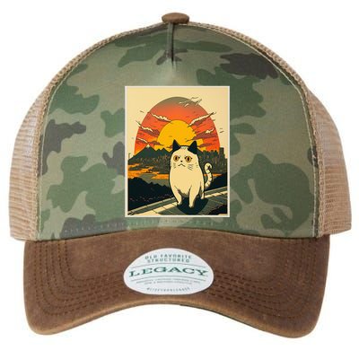 Catzilla Funny Ca Vintage Ca Cat Lover Wave Legacy Tie Dye Trucker Hat