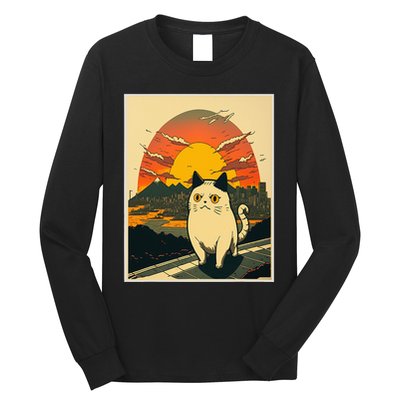 Catzilla Funny Ca Vintage Ca Cat Lover Wave Long Sleeve Shirt
