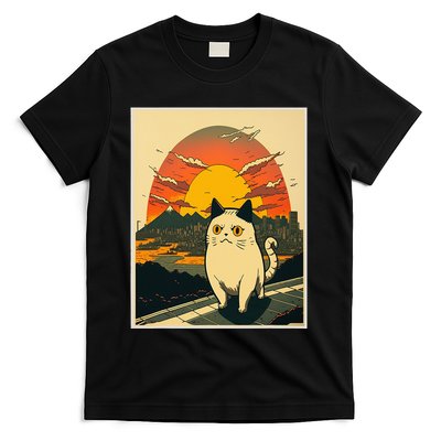 Catzilla Funny Ca Vintage Ca Cat Lover Wave T-Shirt