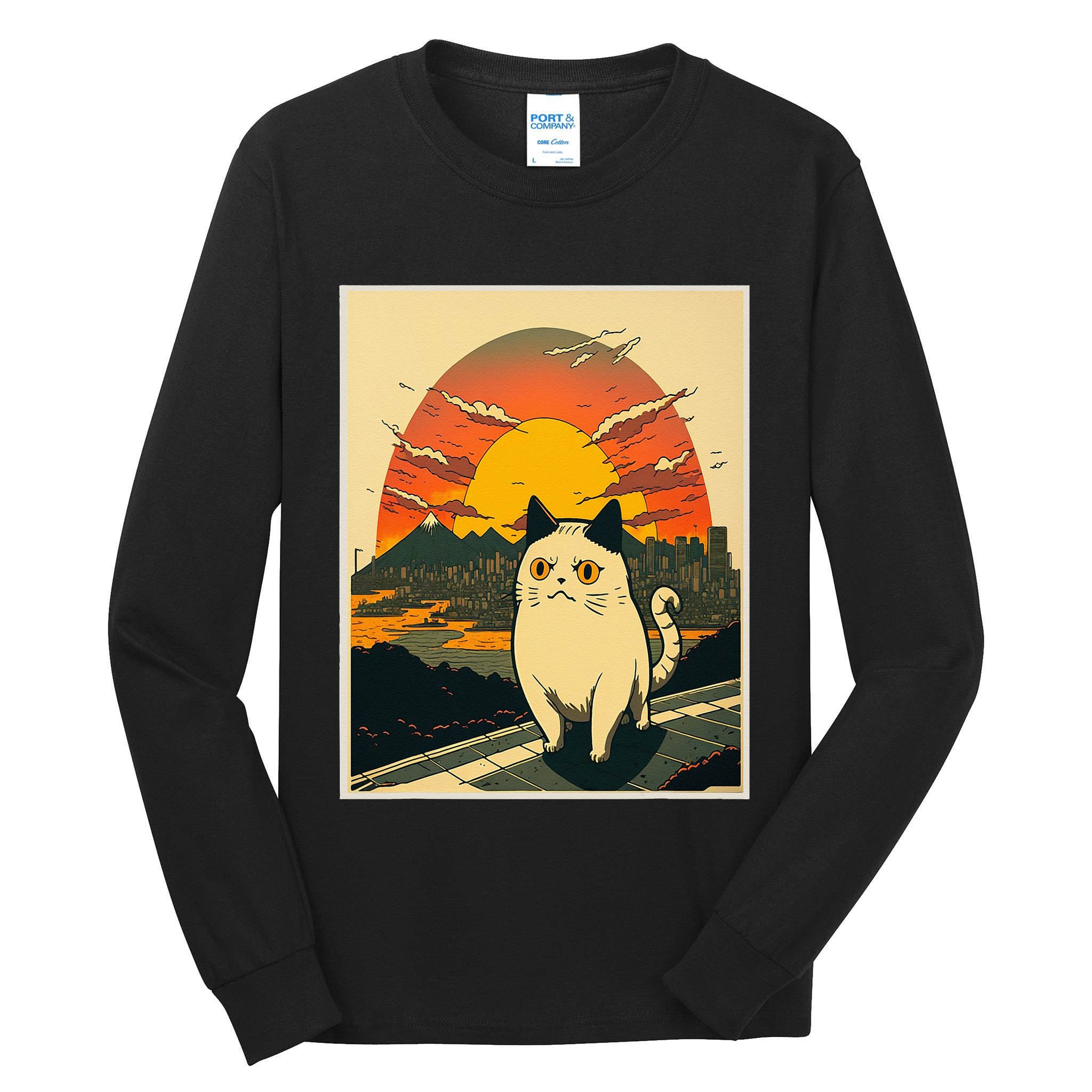 Catzilla Funny Ca Vintage Ca Cat Lover Wave Tall Long Sleeve T-Shirt