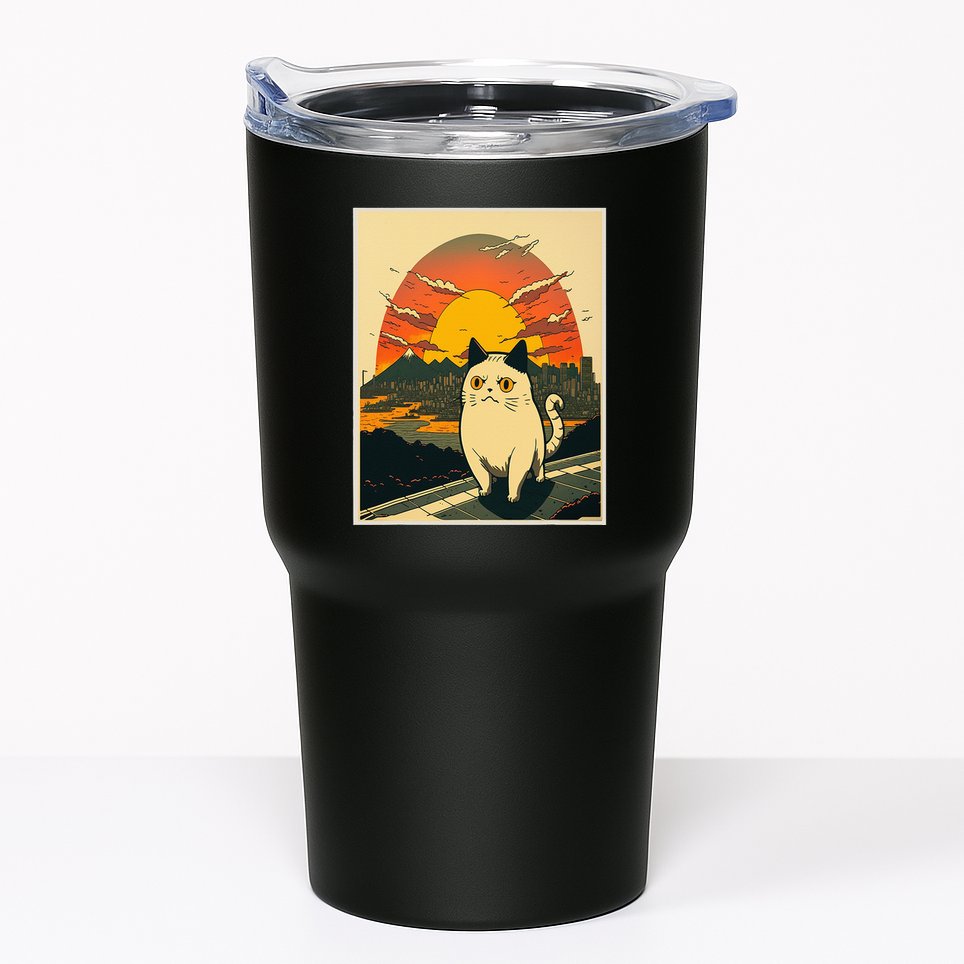 Catzilla Funny Ca Vintage Ca Cat Lover Wave Tumbler