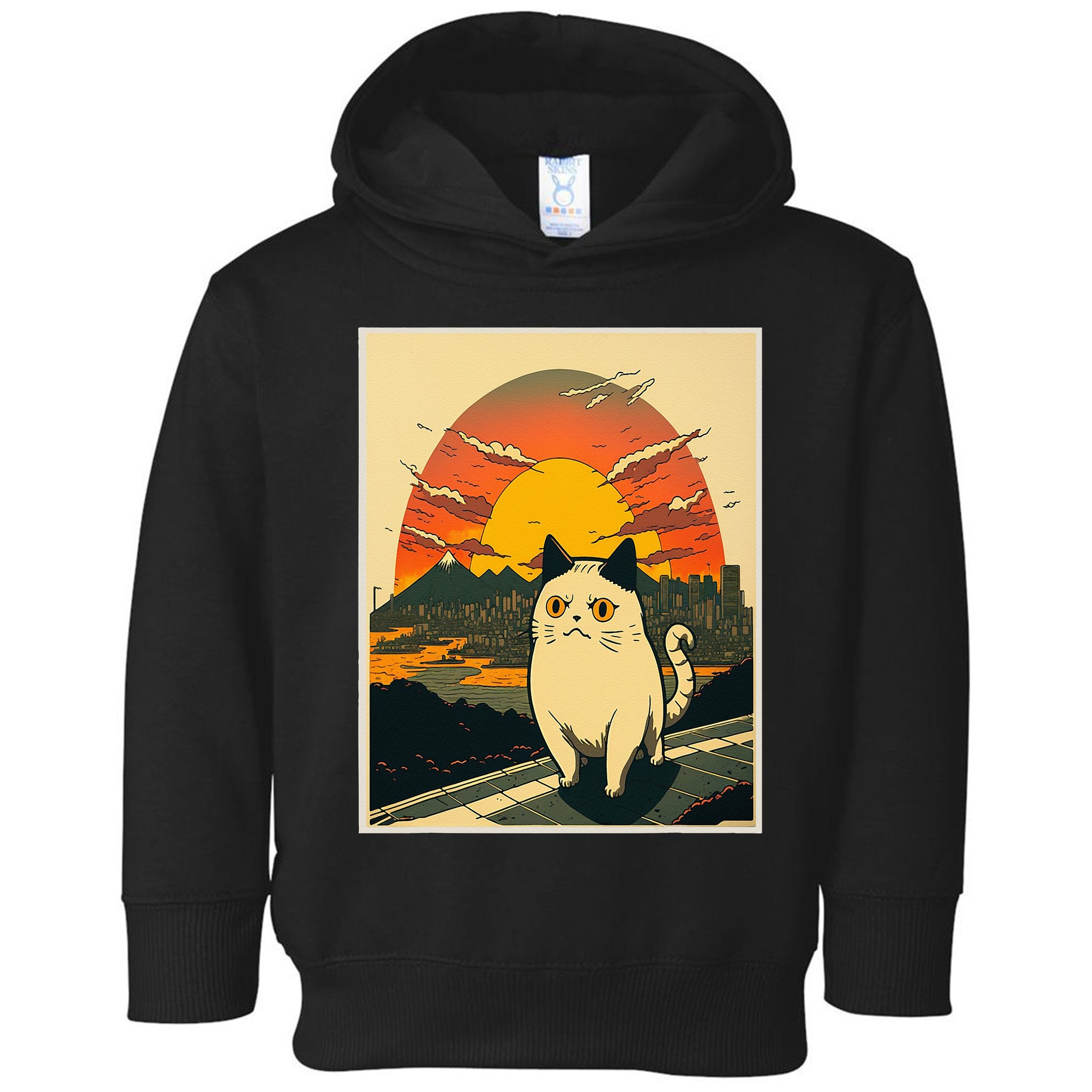 Catzilla Funny Ca Vintage Ca Cat Lover Wave Toddler Hoodie