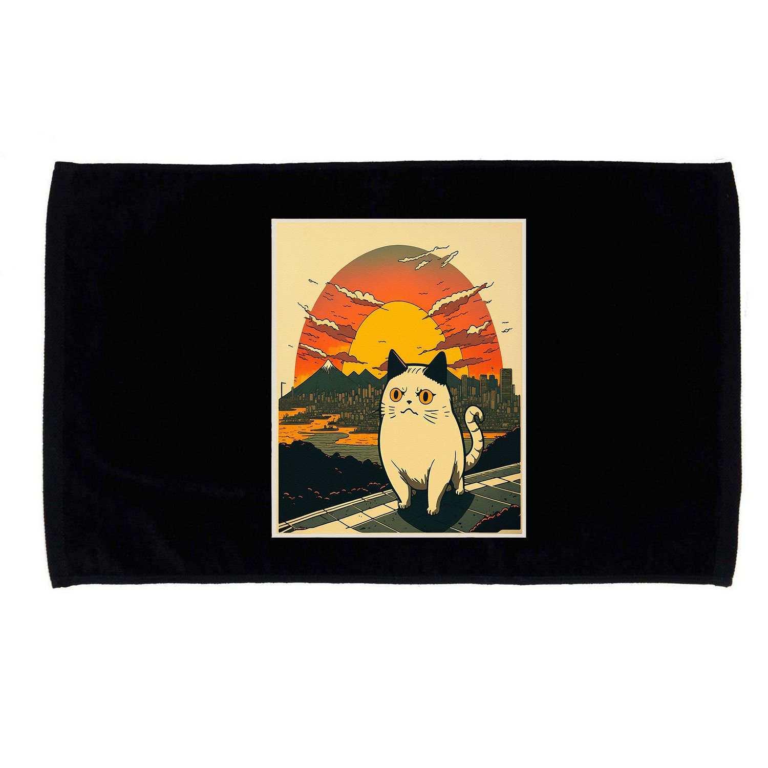 Catzilla Funny Ca Vintage Ca Cat Lover Wave Microfiber Hand Towel