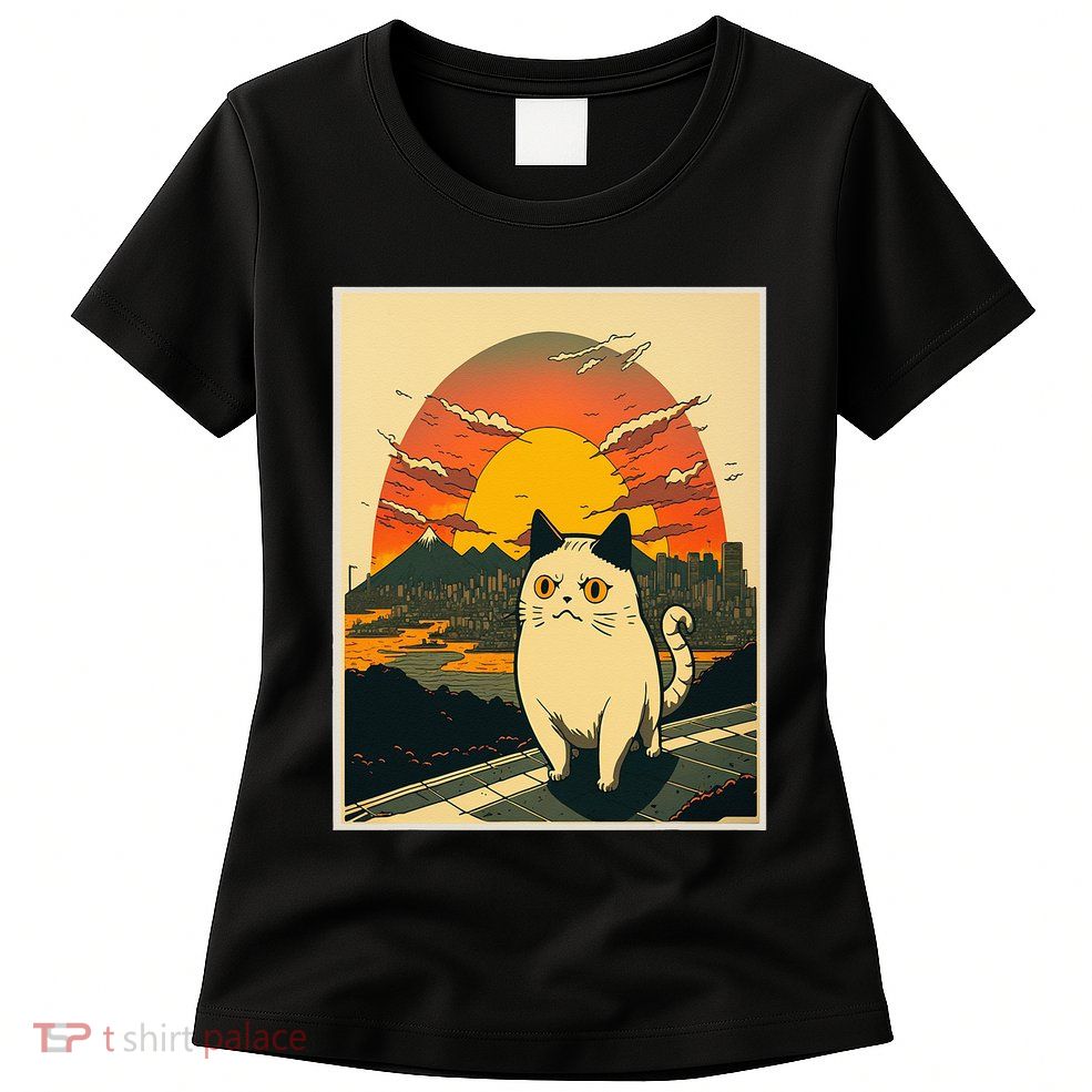 Catzilla Funny Ca Vintage Ca Cat Lover Wave Womens T-Shirt