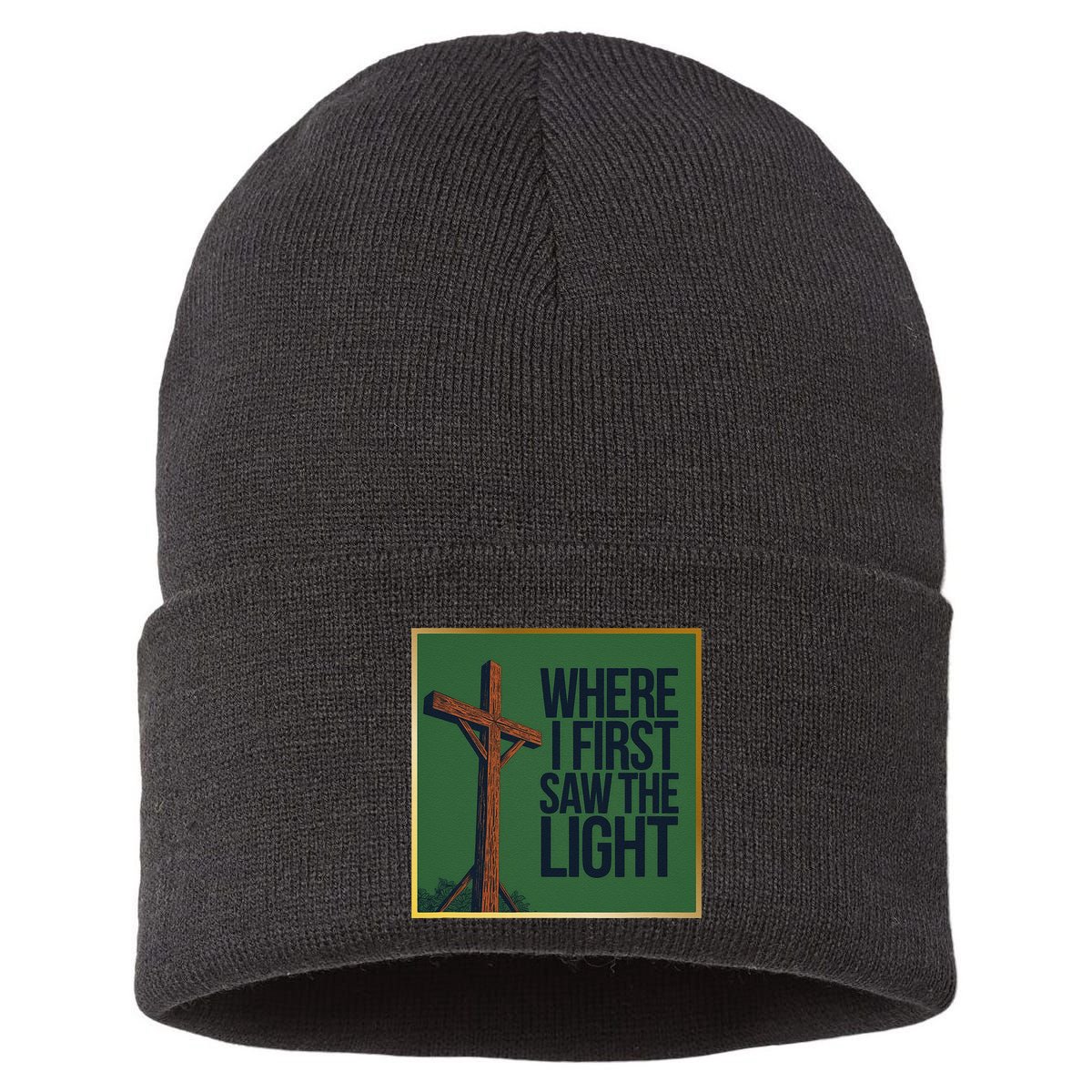 Christian Faithbased Cross Design Sustainable Knit Beanie