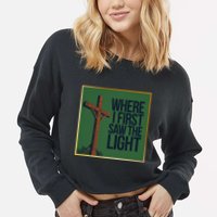 Christian Faithbased Cross Design Cropped Pullover Crew