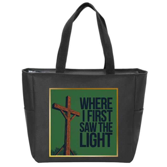Christian Faithbased Cross Design Zip Tote Bag