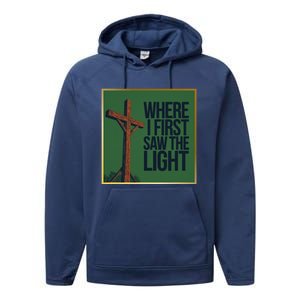 Christian Faithbased Cross Design Performance Fleece Hoodie