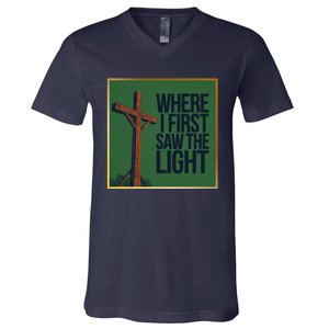 Christian Faithbased Cross Design V-Neck T-Shirt