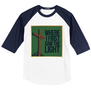 Christian Faithbased Cross Design Baseball Sleeve Shirt