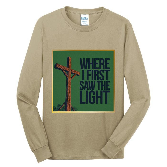 Christian Faithbased Cross Design Tall Long Sleeve T-Shirt