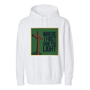 Christian Faithbased Cross Design Garment-Dyed Fleece Hoodie