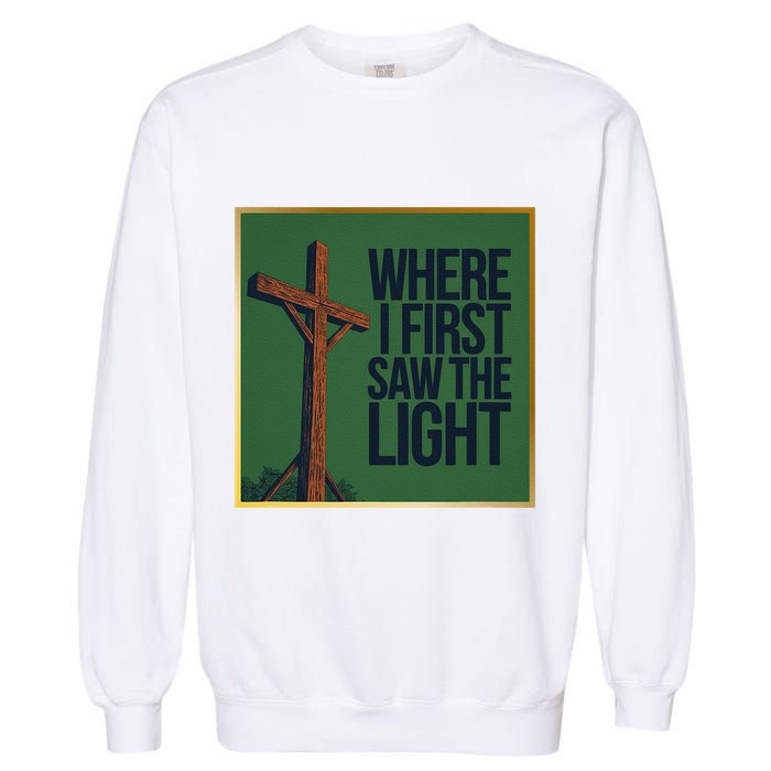 Christian Faithbased Cross Design Garment-Dyed Sweatshirt