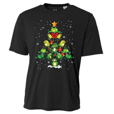 Cute Frog Christmas Tree Gift Decor Xmas Tree Cooling Performance Crew T-Shirt