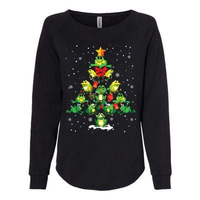 Cute Frog Christmas Tree Gift Decor Xmas Tree Womens California Wash Sweatshirt