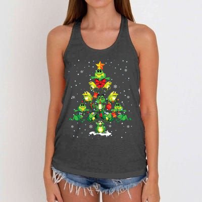 Cute Frog Christmas Tree Gift Decor Xmas Tree Women's Knotted Racerback Tank