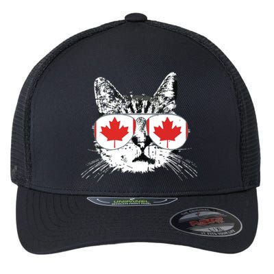 Canada Flag Canadian Cat Sunglasses Funny Flexfit Unipanel Trucker Cap