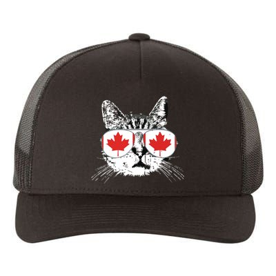 Canada Flag Canadian Cat Sunglasses Funny Yupoong Adult 5-Panel Trucker Hat