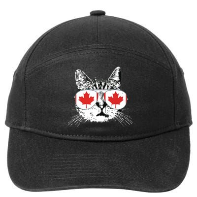 Canada Flag Canadian Cat Sunglasses Funny 7-Panel Snapback Hat