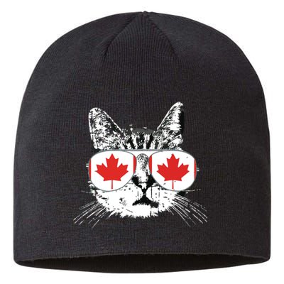 Canada Flag Canadian Cat Sunglasses Funny Sustainable Beanie