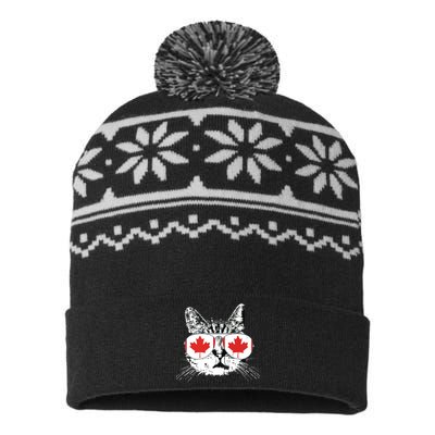 Canada Flag Canadian Cat Sunglasses Funny USA-Made Snowflake Beanie