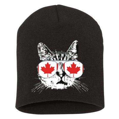 Canada Flag Canadian Cat Sunglasses Funny Short Acrylic Beanie