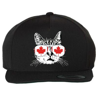 Canada Flag Canadian Cat Sunglasses Funny Wool Snapback Cap