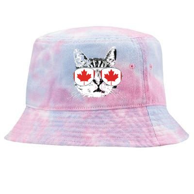 Canada Flag Canadian Cat Sunglasses Funny Tie-Dyed Bucket Hat