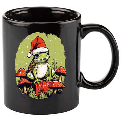 Christmas Frog Cottagecore Cute Mushroom Aesthetic Xmas 11oz C Handle Ceramic Mug
