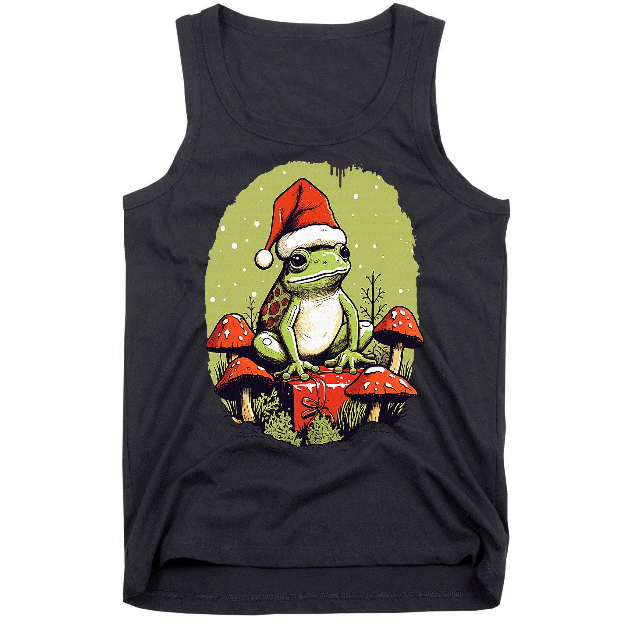 Christmas Frog Cottagecore Cute Mushroom Aesthetic Xmas Tank Top
