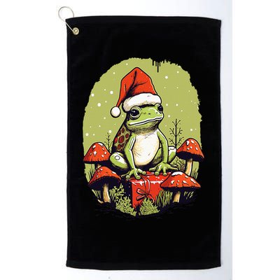Christmas Frog Cottagecore Cute Mushroom Aesthetic Xmas Golf Towel