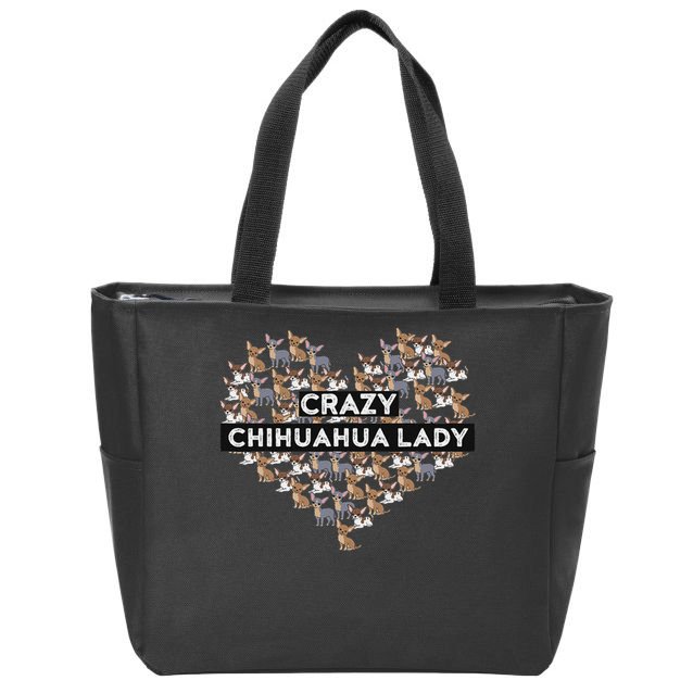 Chihuahua Funny Crazy Chihuahua Lady Zip Tote Bag