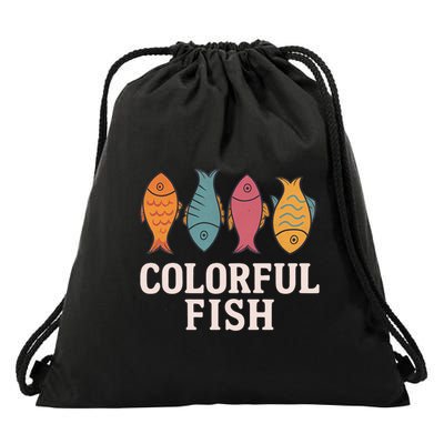 Colorful Fish Drawstring Bag