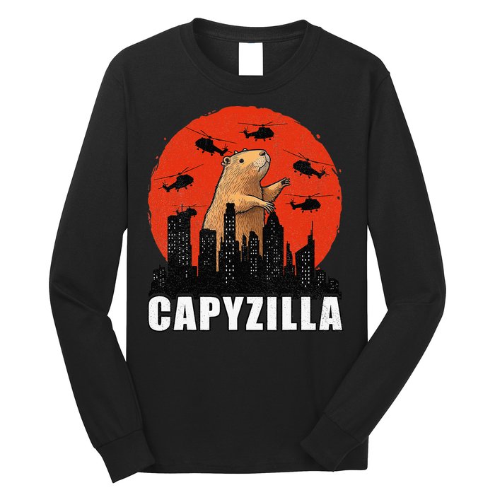 Capybara Funny Capybara Rodent Capyzilla Funny Long Sleeve Shirt