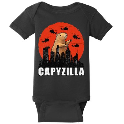 Capybara Funny Capybara Rodent Capyzilla Funny Baby Bodysuit