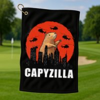 Capybara Funny Capybara Rodent Capyzilla Funny Golf Towel