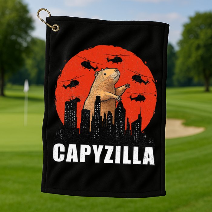 Capybara Funny Capybara Rodent Capyzilla Funny Golf Towel