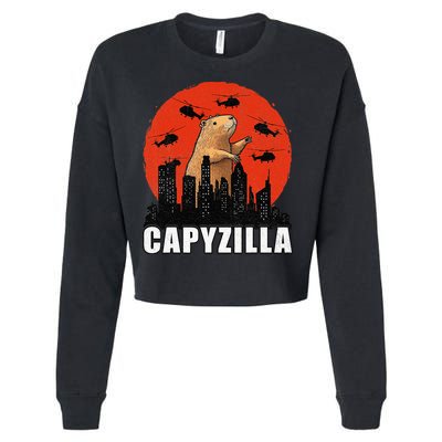 Capybara Funny Capybara Rodent Capyzilla Funny Cropped Pullover Crew