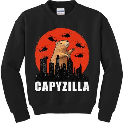 Capybara Funny Capybara Rodent Capyzilla Funny Kids Sweatshirt