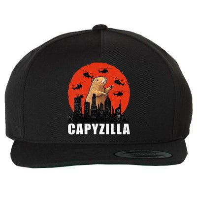 Capybara Funny Capybara Rodent Capyzilla Funny Wool Snapback Cap