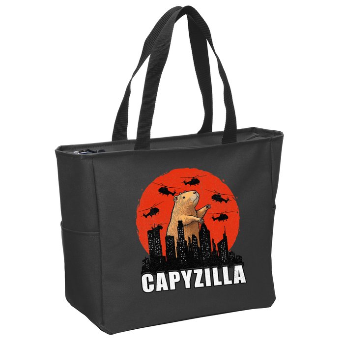 Capybara Funny Capybara Rodent Capyzilla Funny Zip Tote Bag
