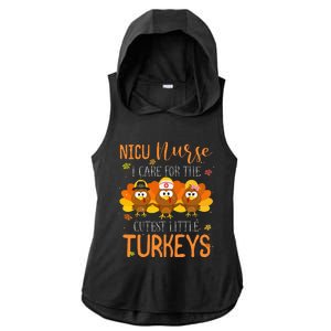 Care For Cutest Turkeys Thanksgiving Nicu Nurse Ladies PosiCharge Tri-Blend Wicking Draft Hoodie Tank