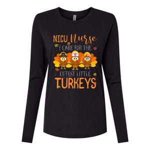 Care For Cutest Turkeys Thanksgiving Nicu Nurse Womens Cotton Relaxed Long Sleeve T-Shirt