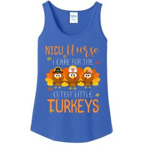 Care For Cutest Turkeys Thanksgiving Nicu Nurse Ladies Essential Tank