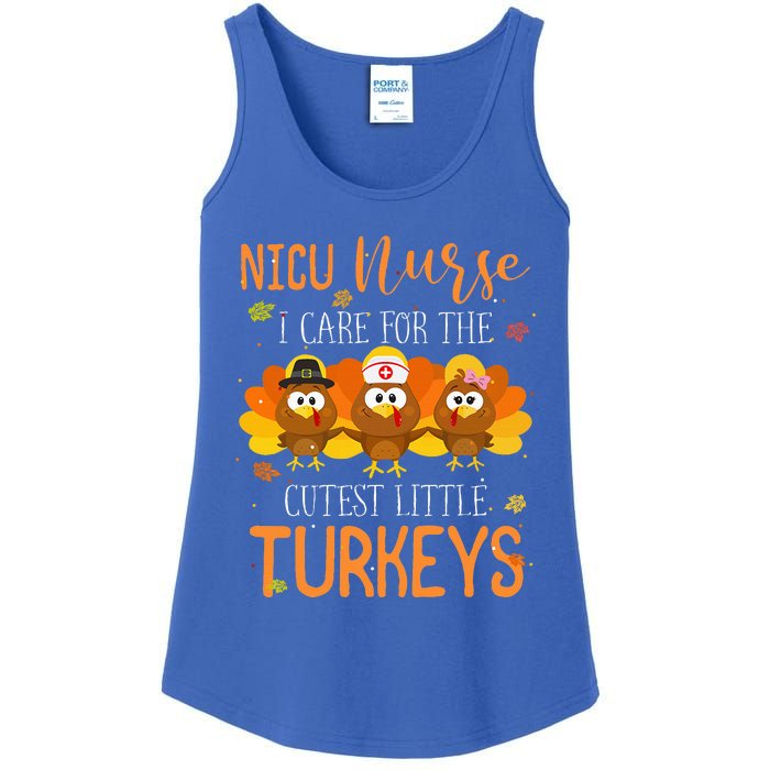 Care For Cutest Turkeys Thanksgiving Nicu Nurse Ladies Essential Tank