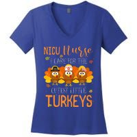 Care For Cutest Turkeys Thanksgiving Nicu Nurse Women's V-Neck T-Shirt