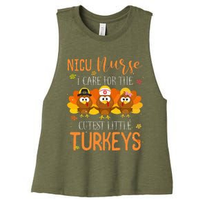 Care For Cutest Turkeys Thanksgiving Nicu Nurse Women's Racerback Cropped Tank