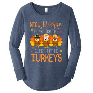 Care For Cutest Turkeys Thanksgiving Nicu Nurse Women's Perfect Tri Tunic Long Sleeve Shirt